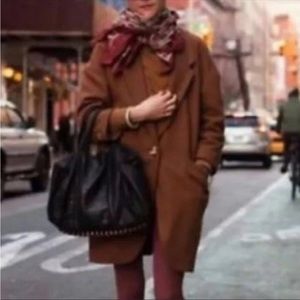 Anthropology Cartonnier Wool Long Cocoon Coat Brown XS